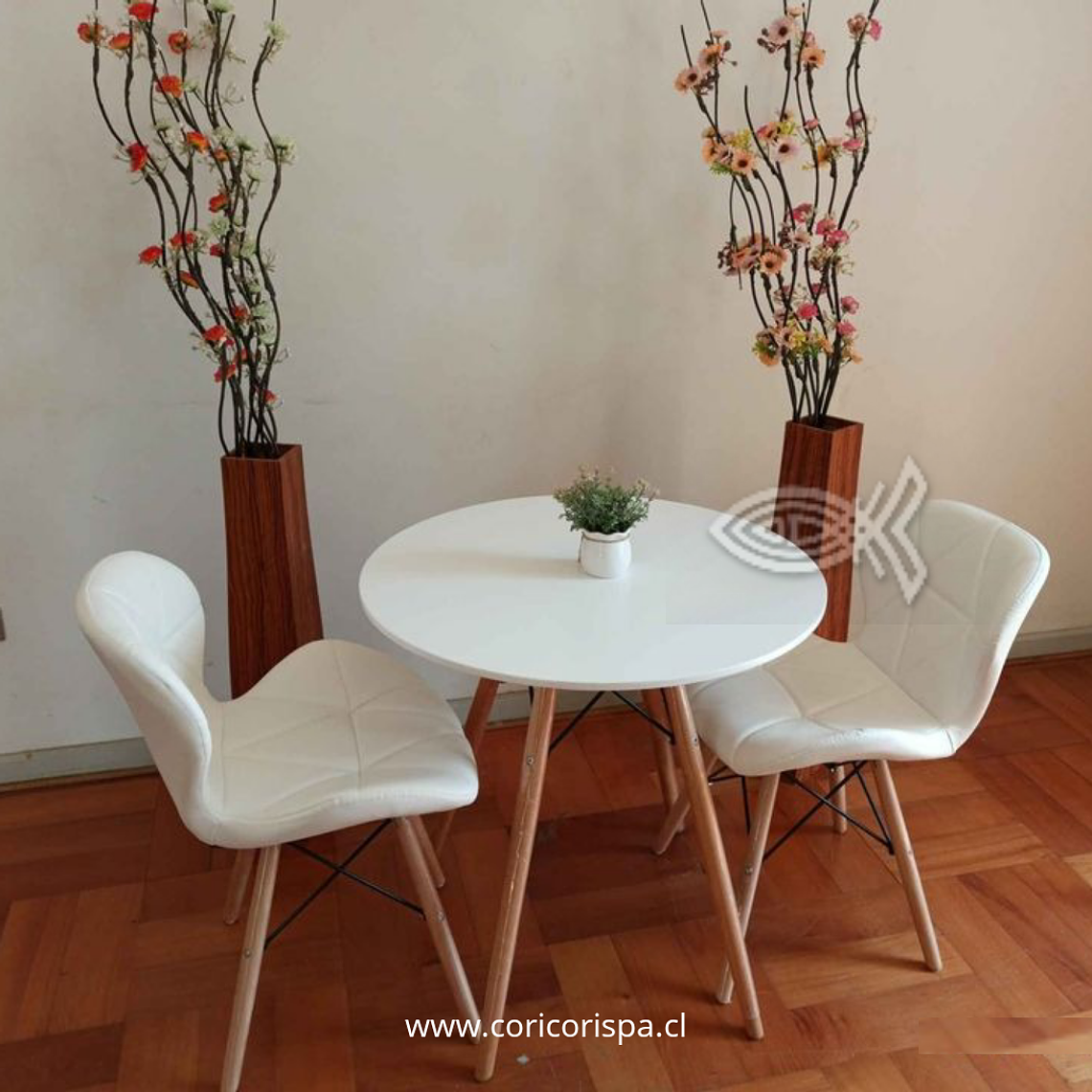 Comedor Eames 80cms + 2 Sillas Eames Mariposa Ecocuero 2