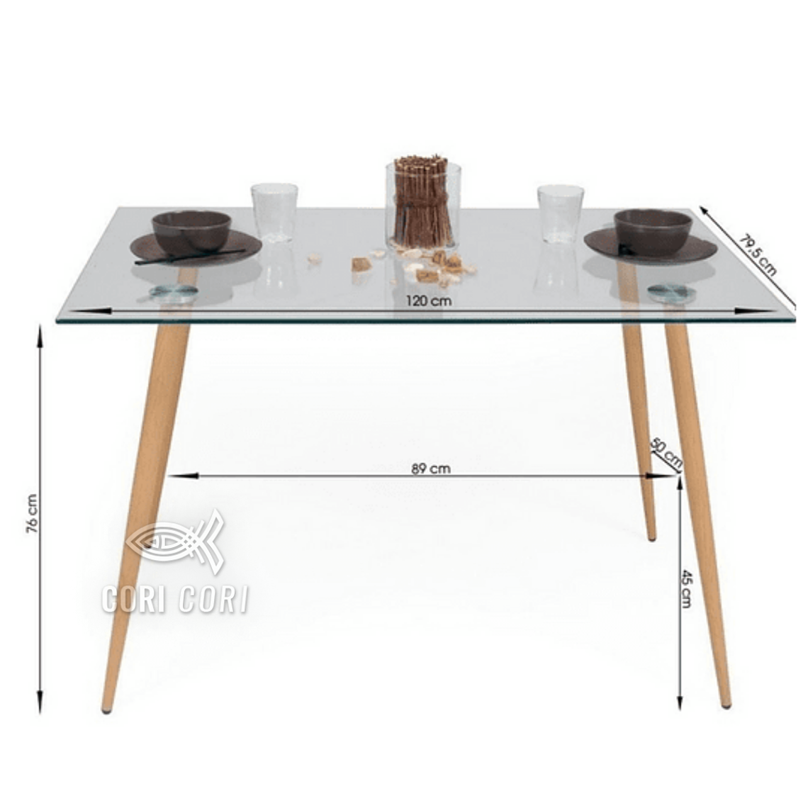 Comedor Rubi 120x80cms  + 6 Sillas Eames 12