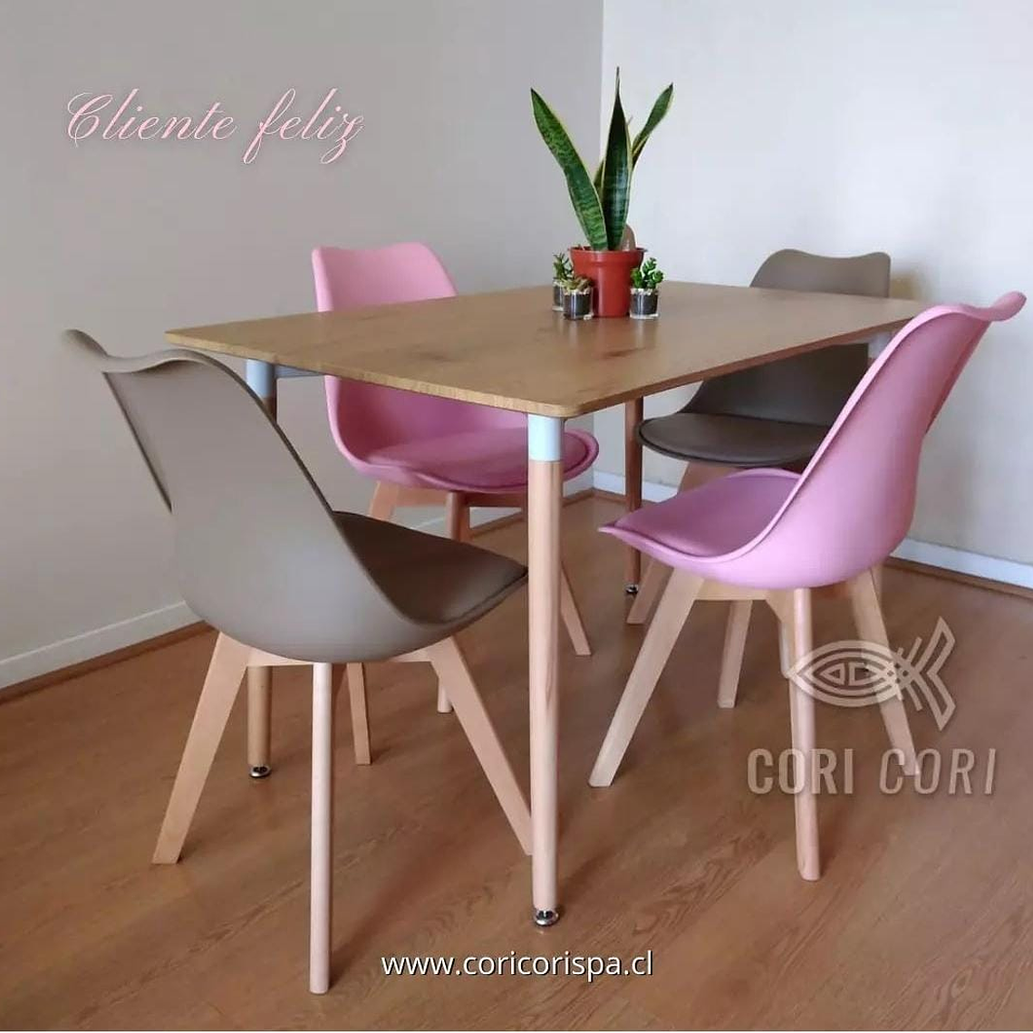 Comedor Mesa Rectangular Melamina 120x80cm + 4 Sillas Tulip 2