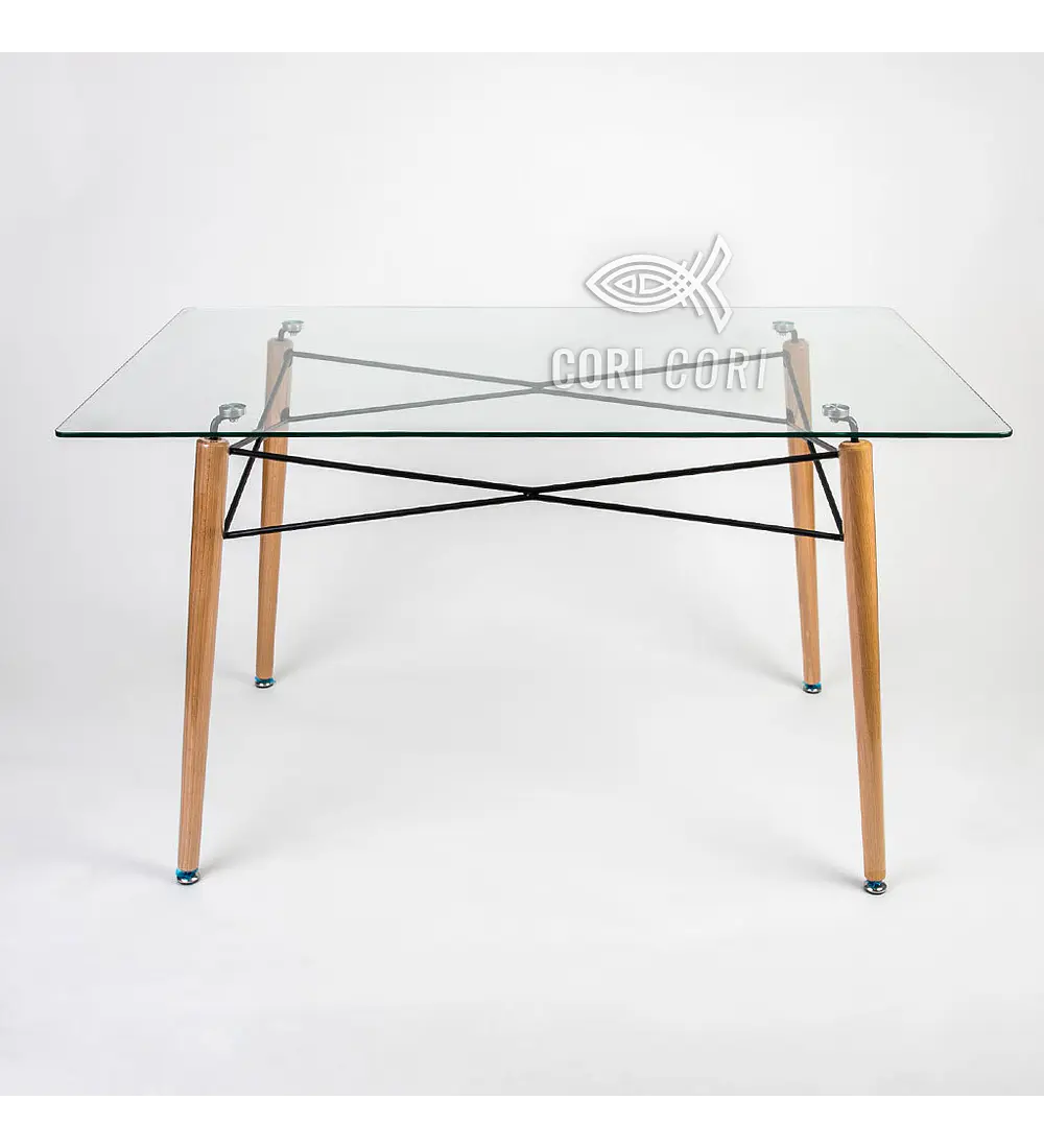 Mesa Crox 140 x 80 + 6 Sillas Eames Mariposa Ecocuero