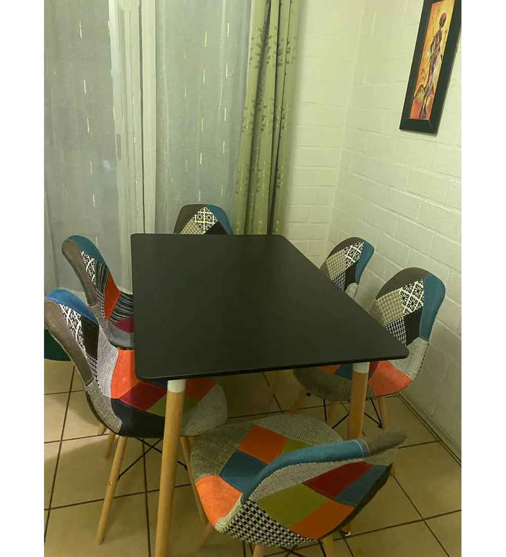 Comedor Rectangular 120x80cms + 4 sillas Patchwork Wood