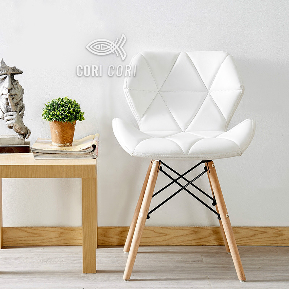 Comedor Mesa Blanca 130 x 80 + 4 Mariposa Eames Ecocuero 5