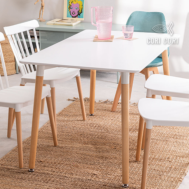 Comedor Mesa Rectangular Melamina 120 x 80 + 4 Sillas Windsor  10