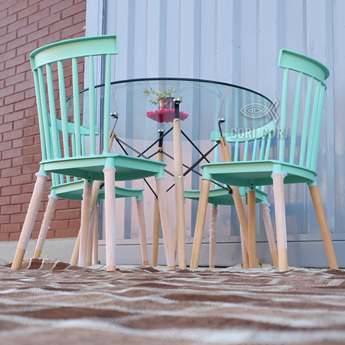 Comedor Mesa Eames 100cms Vidrio + 4 Sillas Windsor  4