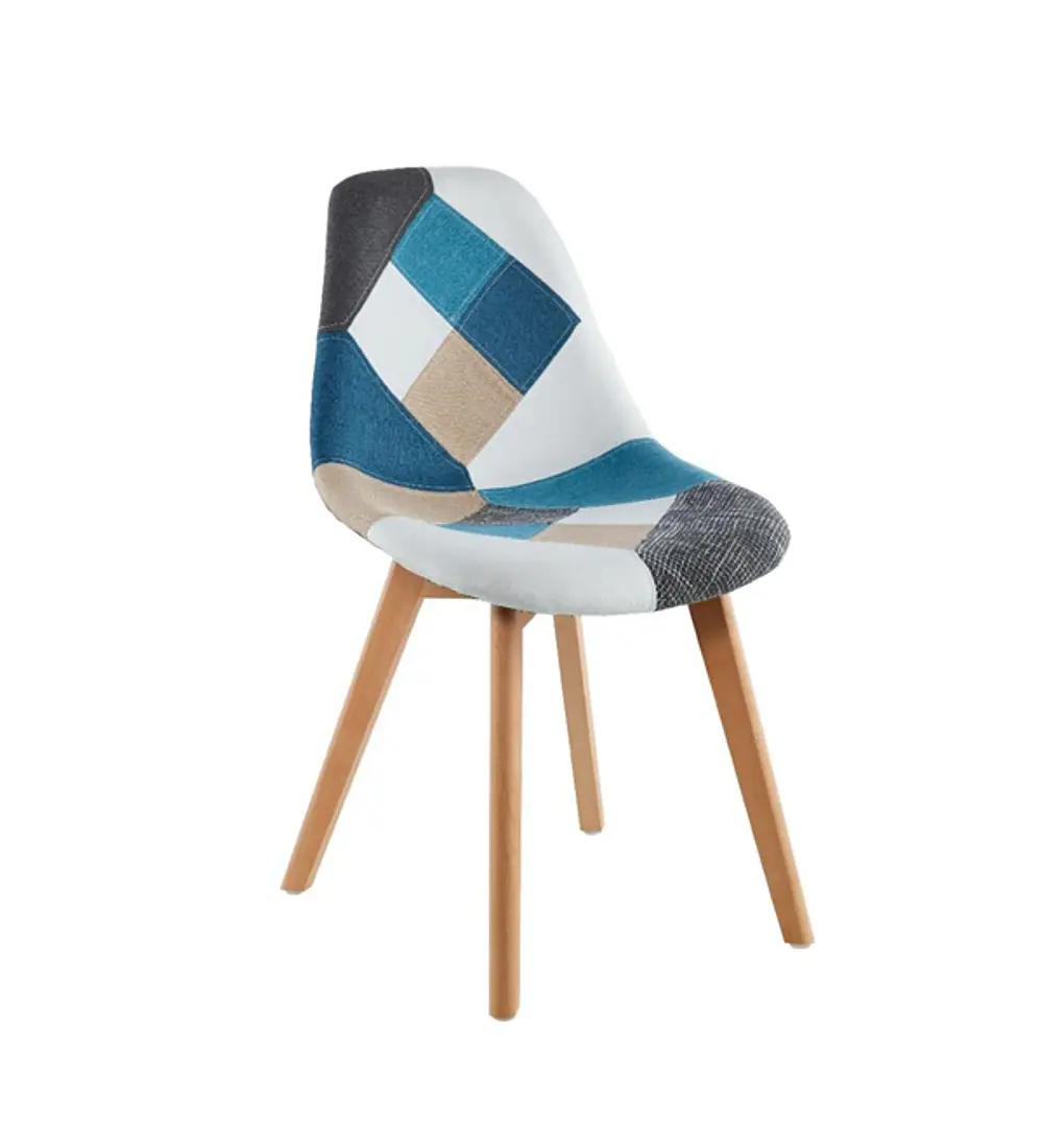 Comedor Eames Vidrio 100cms + 4 Sillas Patchwork Wood 