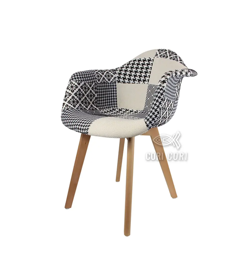 Comedor Mesa Tulip 100cms +  4 Butacas Patchwork Wood