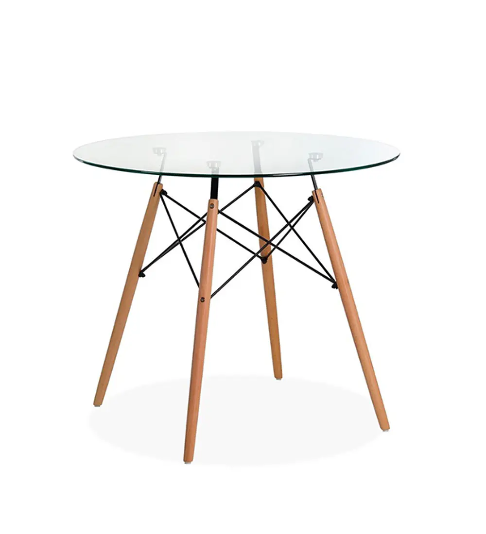 Mesa Eames Vidrio Redonda 80cm 