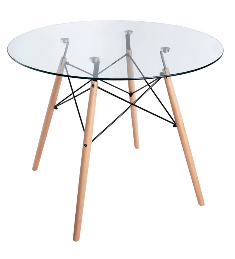 Mesa Eames Vidrio Redonda 80cm 