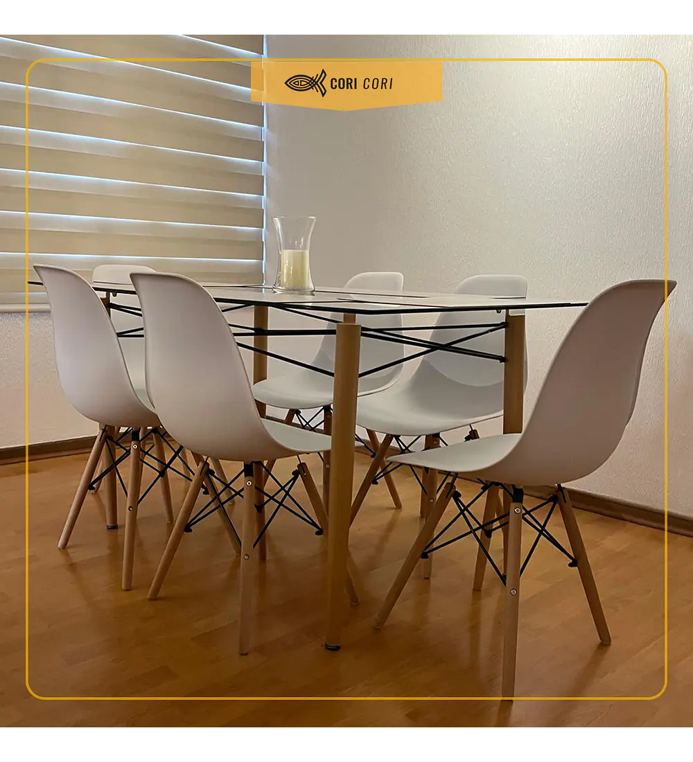 Mesa Crox 140x80cms + 6 Sillas Eames
