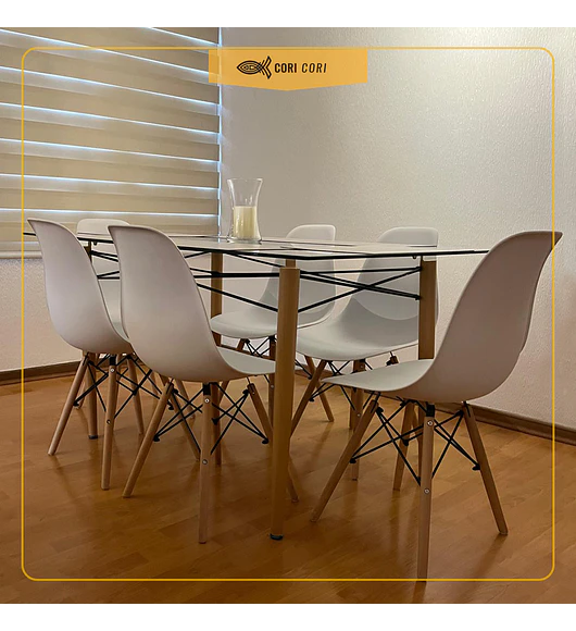Mesa Crox 140x80cms + 6 Sillas Eames