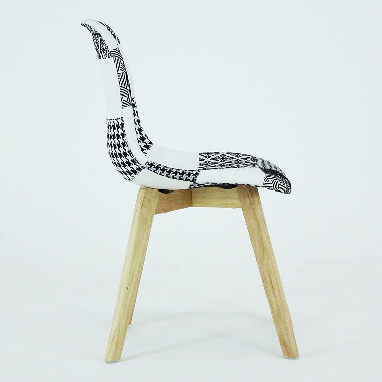 Pack 4 Sillas Patchwork Wood Blanco/Negro 3