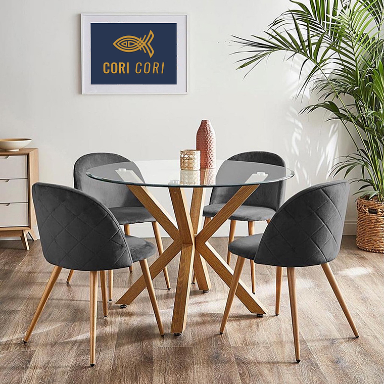 Comedor Warwick 120cms + 4 Sillas Bread Lino 2