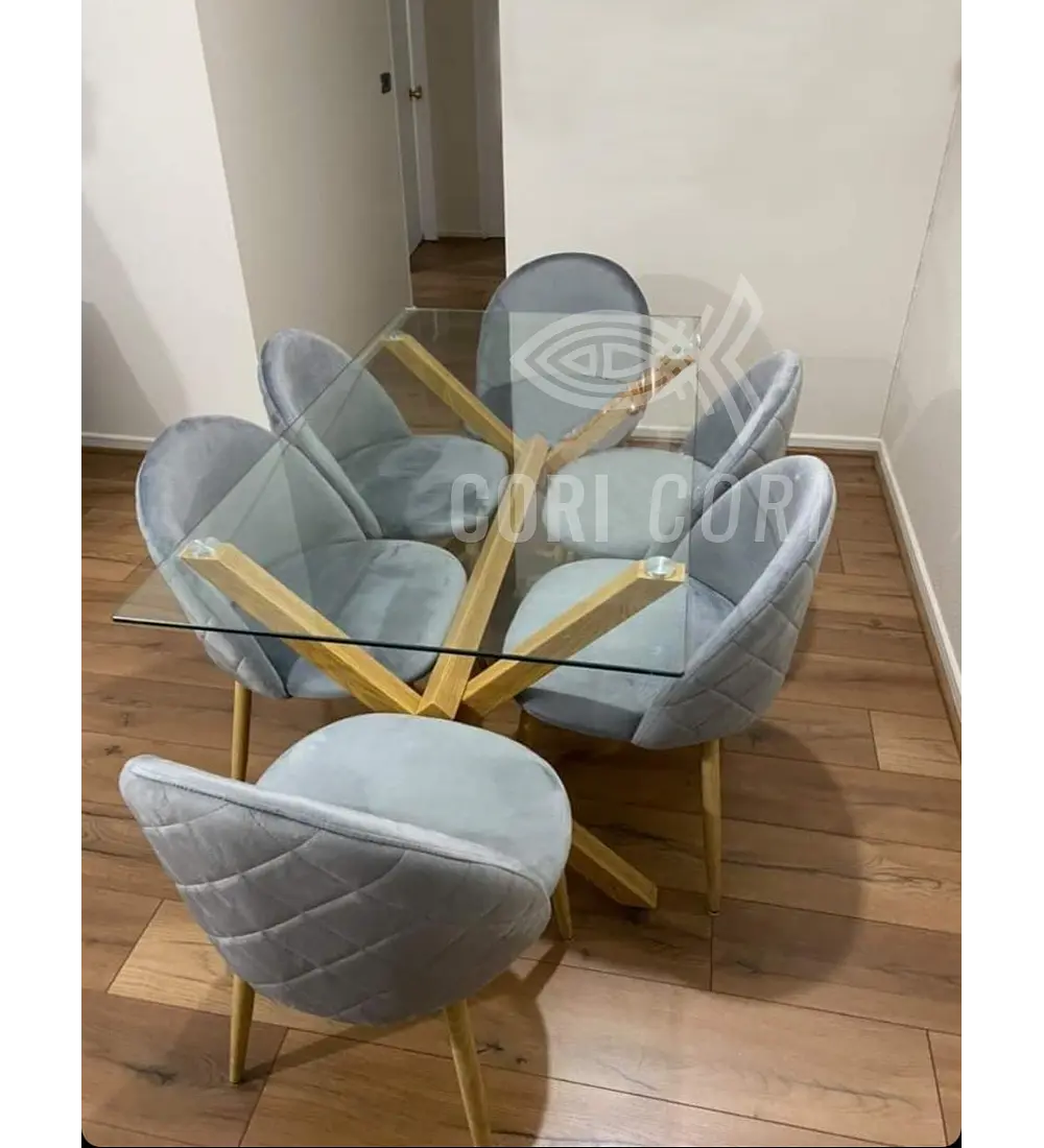 Comedor Medlock 140x90cm + 4 Sillas Bread Lino Wood