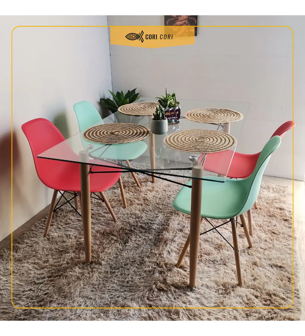Mesa Crox 140x80cms + 6 Sillas Eames