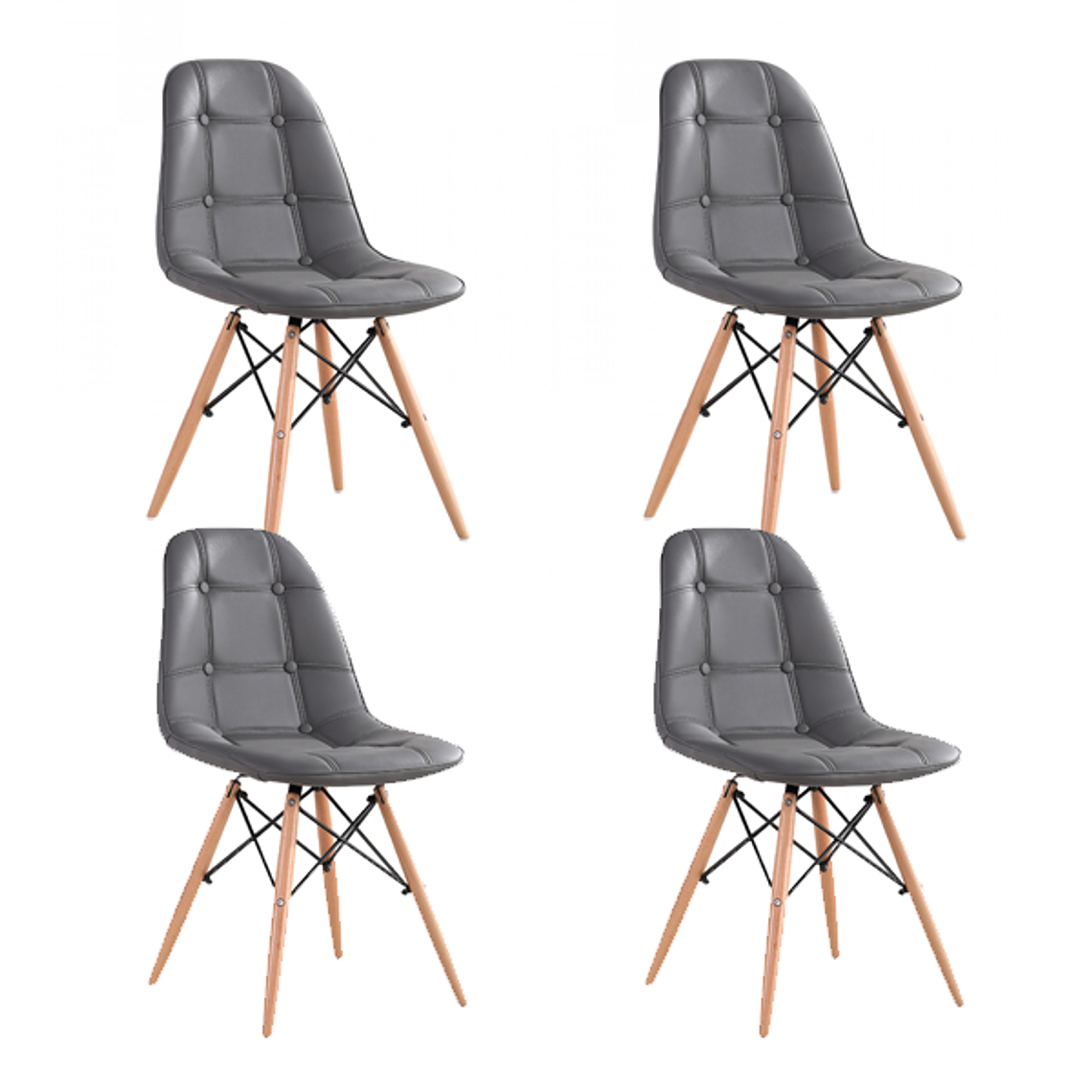 Pack 4 Sillas Capitonne Eames Ecocuero 5
