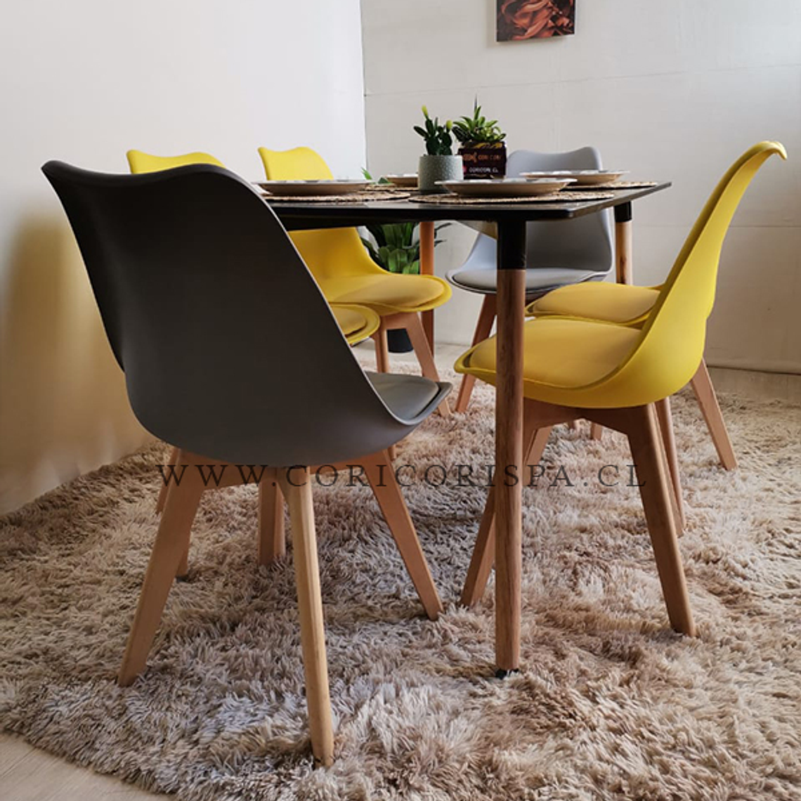 Comedor Mesa Rectangular Melamina 120x80cm + 4 Sillas Tulip 3