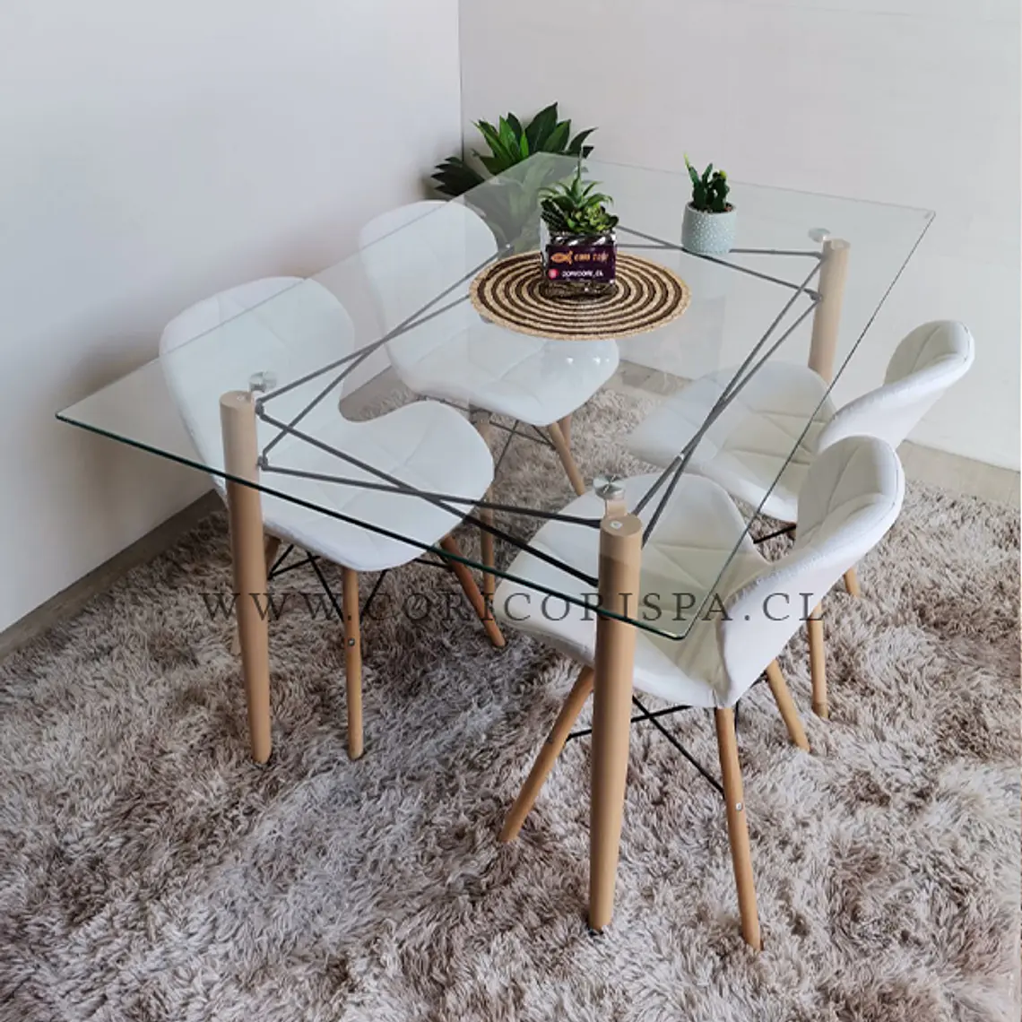 Mesa Crox 140 x 80 + 6 Sillas Eames Mariposa Ecocuero 3