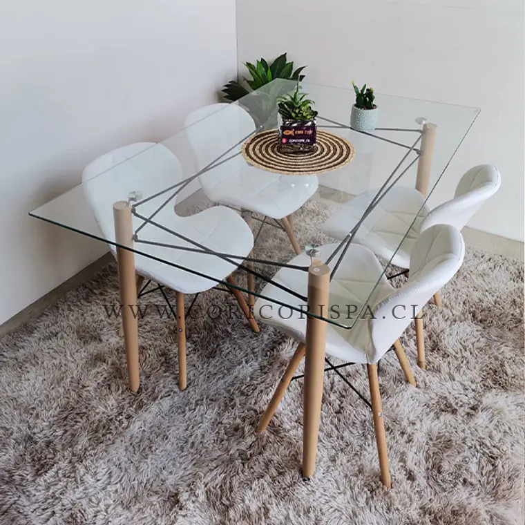 Mesa Crox 140 x 80 + 6 Sillas Eames Mariposa Ecocuero 3