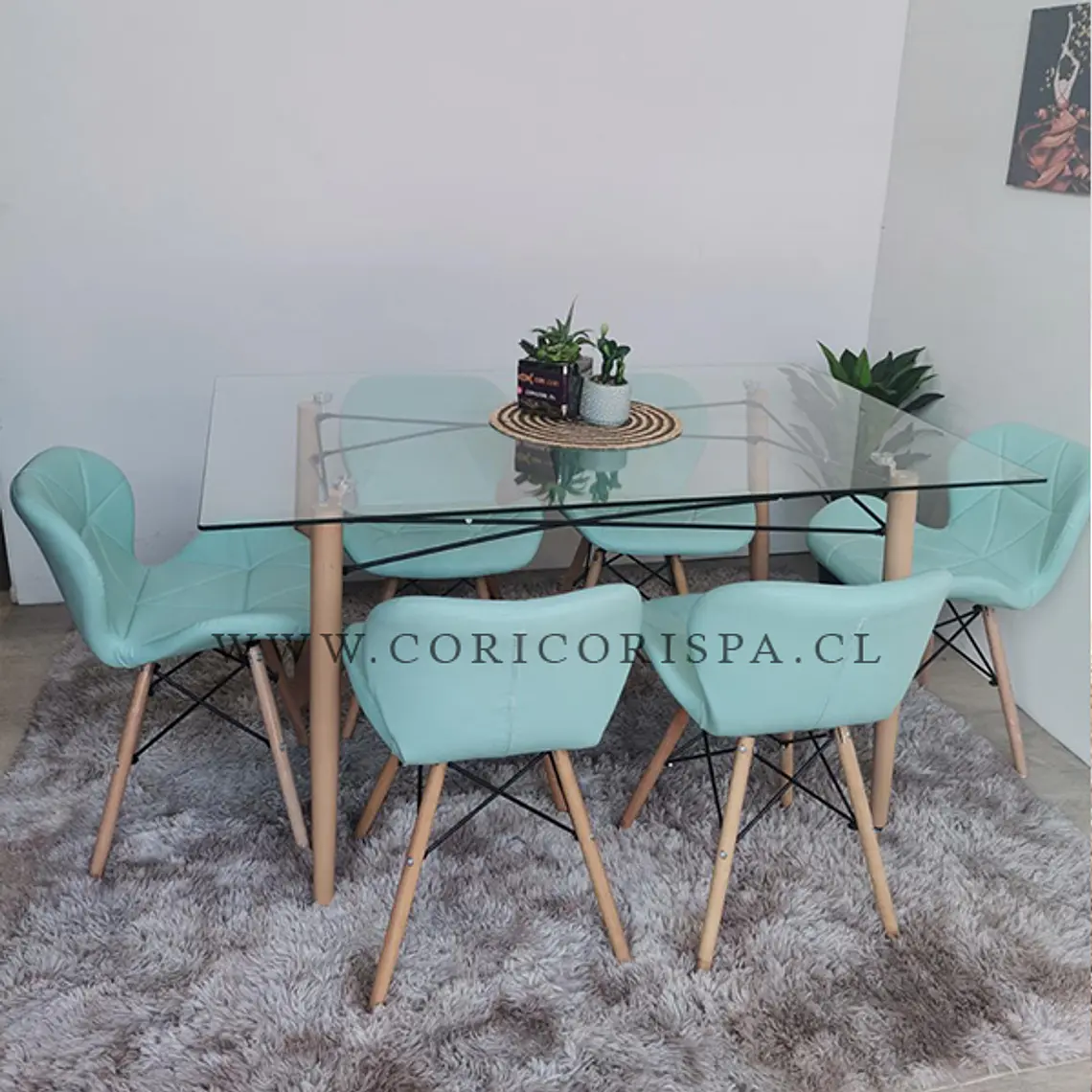 Mesa Crox 140 x 80 + 6 Sillas Eames Mariposa Ecocuero 4