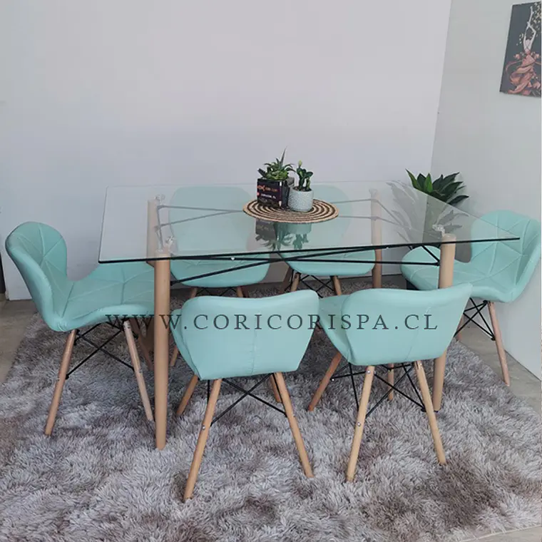 Mesa Crox 140 x 80 + 6 Sillas Eames Mariposa Ecocuero 4