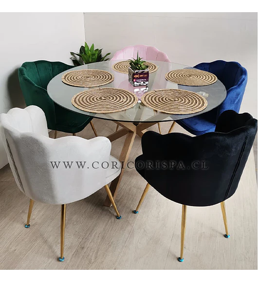 Comedor Mesa Warwick 100cms + 5 Sillas Corona