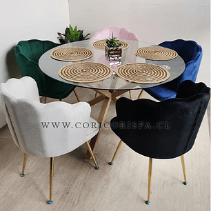 Comedor Mesa Warwick 100cms + 5 Sillas Corona
