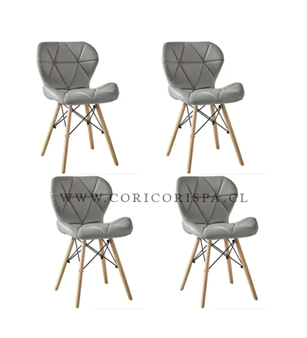 Pack 4 Sillas Eames Mariposa Ecocuero