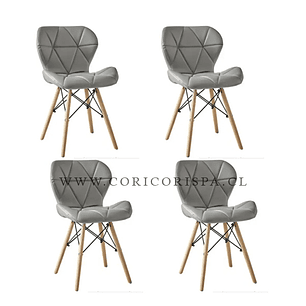 Pack 4 Sillas Eames Mariposa Ecocuero