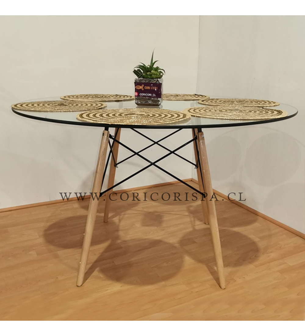 Mesa Eames Vidrio Redonda 120cm