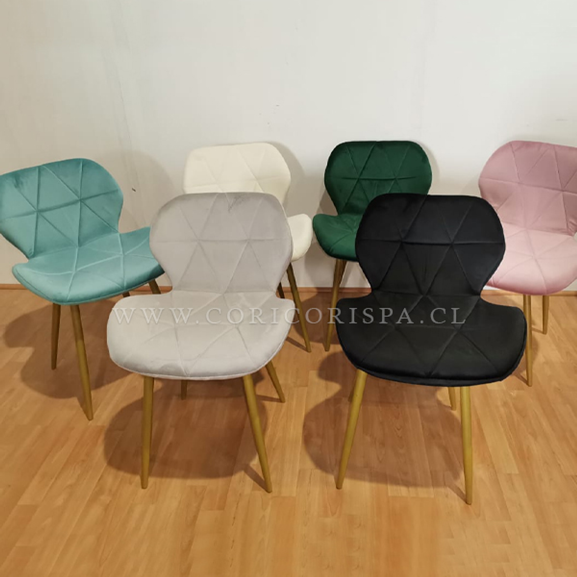 Comedor Eames Vidrio 120cms + 6 Sillas Mariposa Velvet 4
