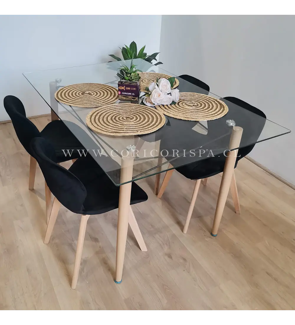  Mesa Crox 140 x 80cms + 4  Sillas Mariposa Velvet 