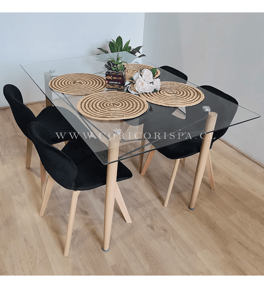  Mesa Crox 140 x 90cms + 4  Sillas Mariposa Velvet 