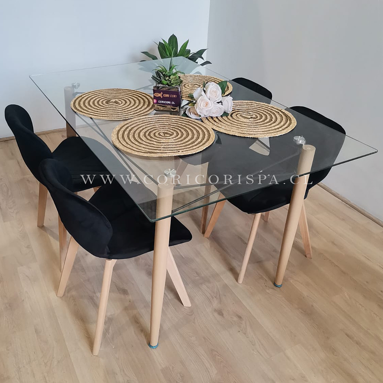  Mesa Crox 140 x 90cms + 4  Sillas Mariposa Velvet  1