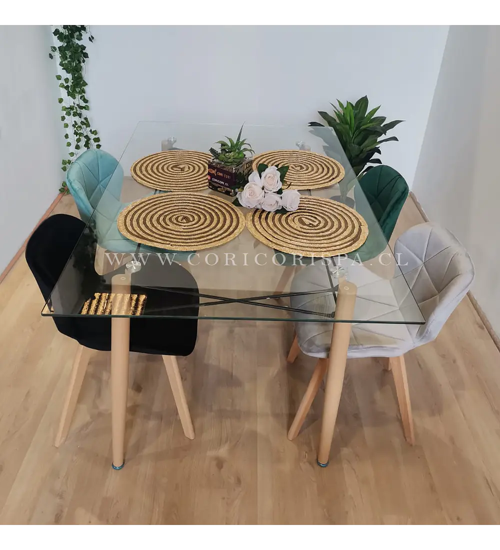  Mesa Crox 140 x 80cms + 4  Sillas Mariposa Velvet 