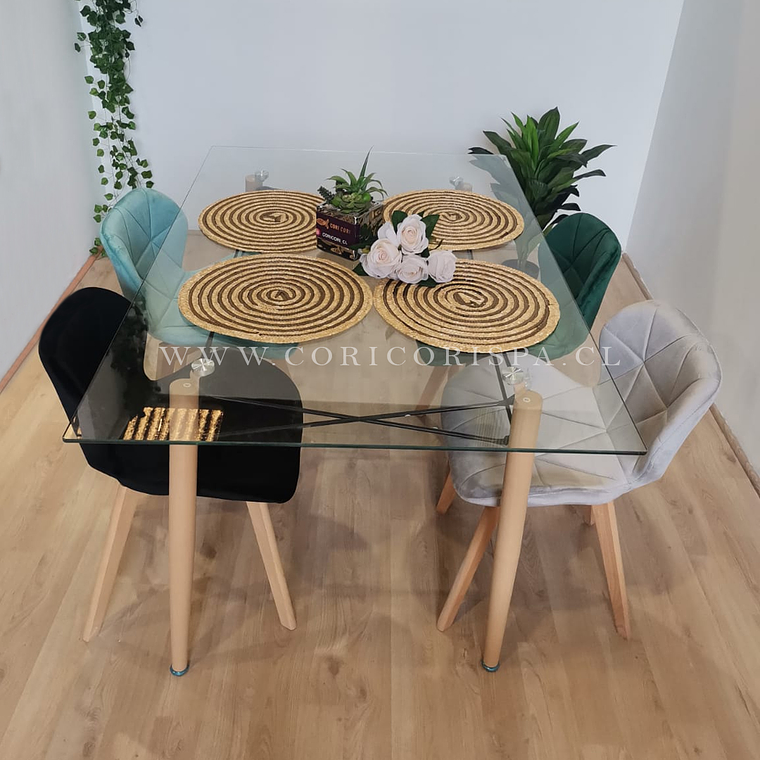  Mesa Crox 140 x 90cms + 4  Sillas Mariposa Velvet  6