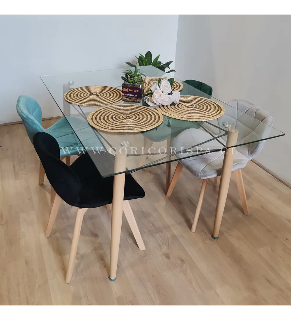  Mesa Crox 140 x 80cms + 4  Sillas Mariposa Velvet 