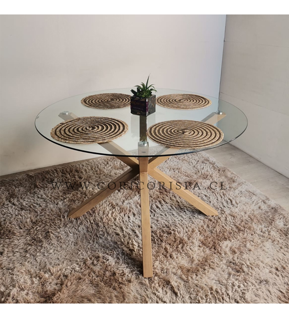 Comedor Warwick 120cms + 4 Sillas Mariposa Ecocuero