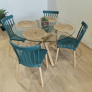 Comedor Warwick 120cms + 4 Sillas Windsor