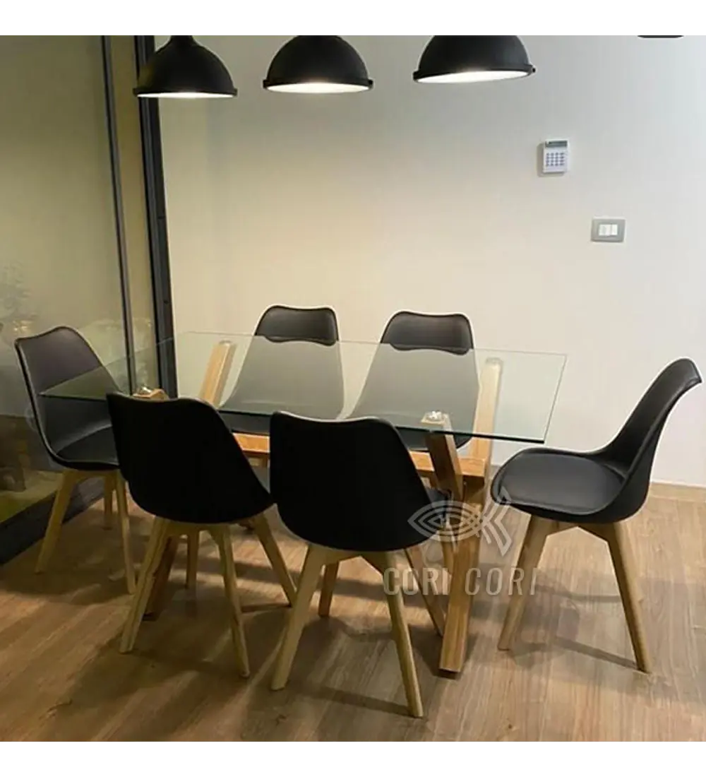 Comedor Medlock 140 x 90cm + 6 Sillas Tulip 