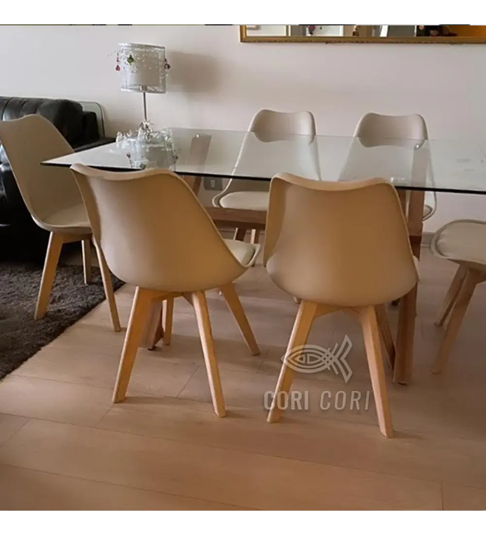 Comedor Medlock 140 x 90cm + 6 Sillas Tulip 