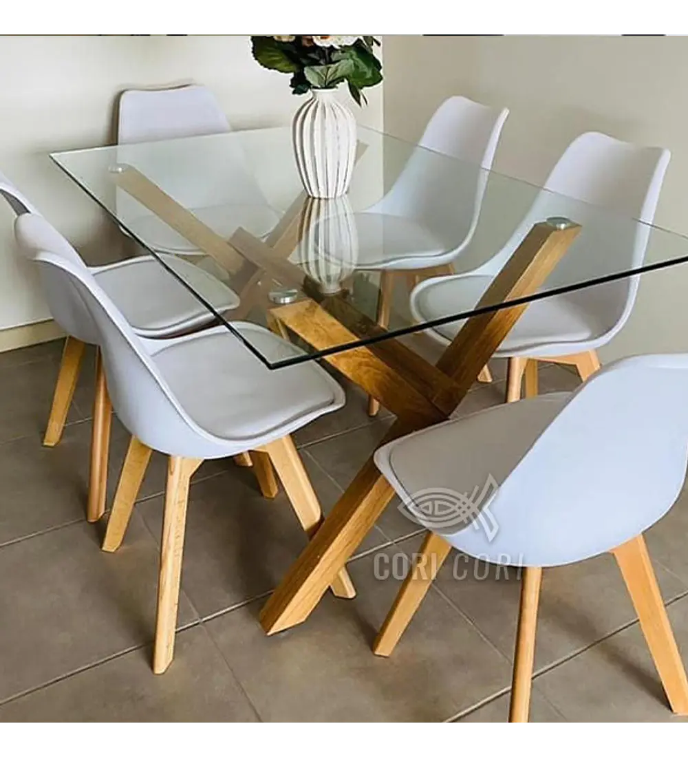 Comedor Medlock 140 x 90cm + 6 Sillas Tulip 