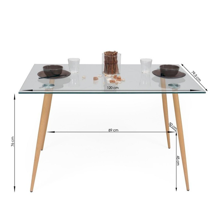 Comedor Rubi 120x80cms + 6 Sillas Tulip 18