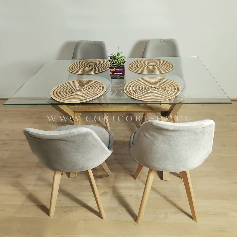 Comedor Medlock 140x90cms + 4 Sillas Tulip Velvet 5