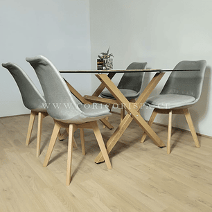 Comedor Medlock 140x90cms + 4 Sillas Tulip Velvet