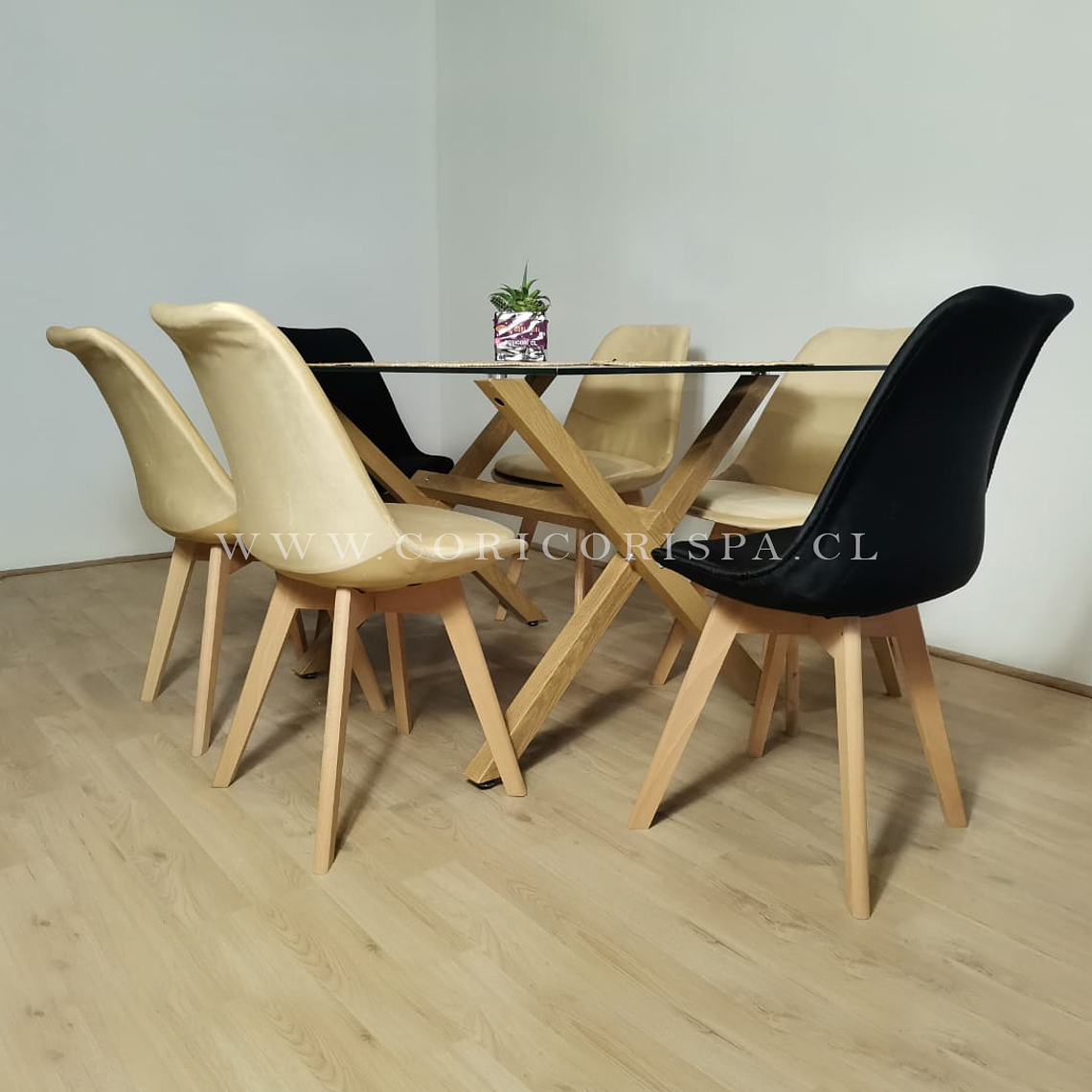 Comedor Medlock 140 X 90 cms + 6 Sillas Tulip Velvet  4