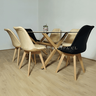 Comedor Medlock 140 X 90 cms + 6 Sillas Tulip Velvet 