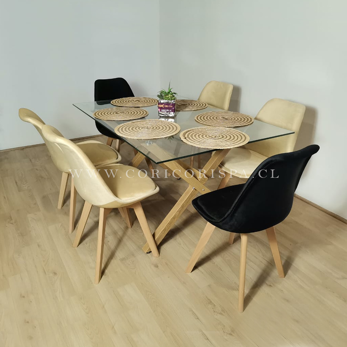 Comedor Medlock 140 X 90 cms + 6 Sillas Tulip Velvet  5