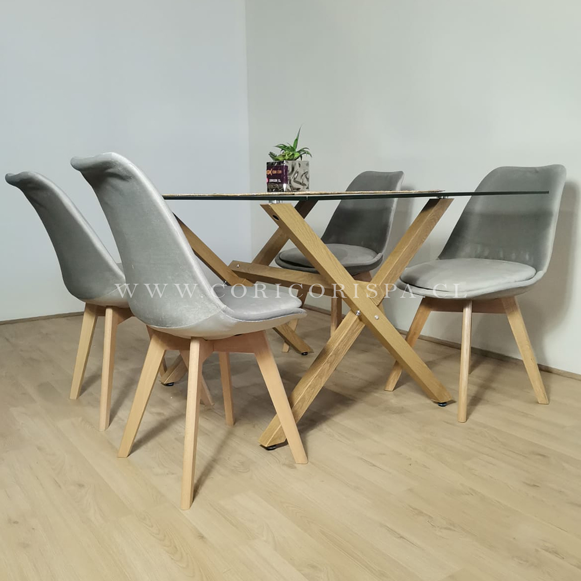 Comedor Medlock 140 X 90 cms + 6 Sillas Tulip Velvet  3