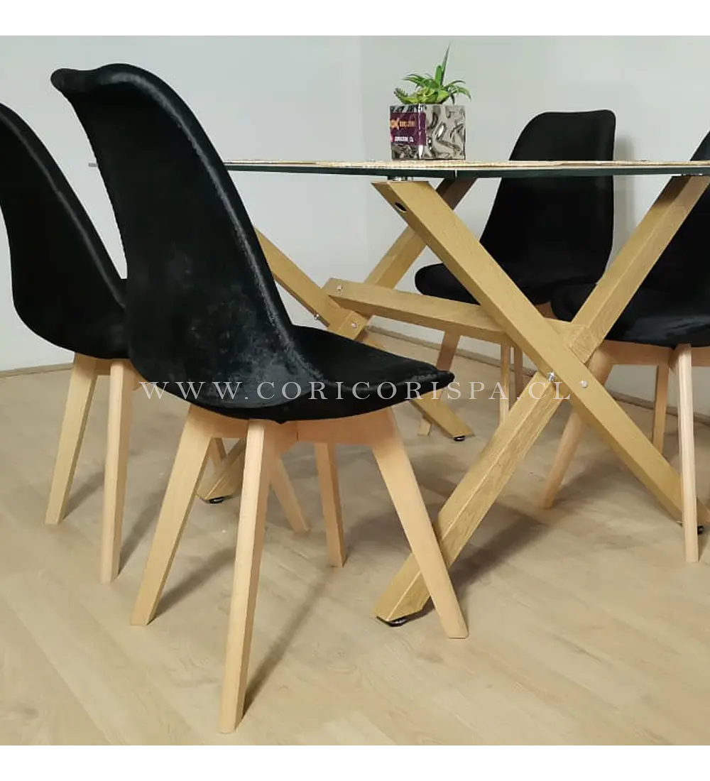 Comedor Medlock 140 X 90 cms + 6 Sillas Tulip Velvet 