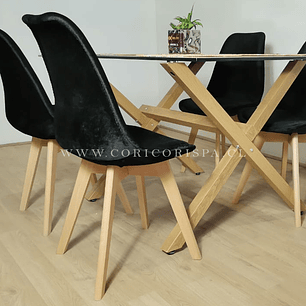 Comedor Medlock 140 X 90 cms + 6 Sillas Tulip Velvet 